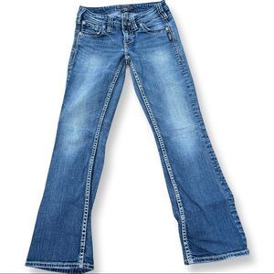 Silver Aiko Boot Cut  Low Rise Jeans. Size: 25W L29